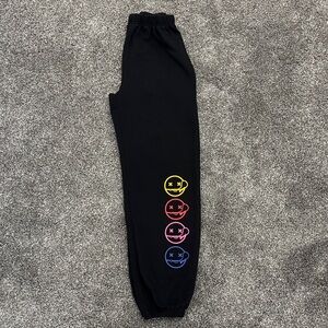 Kids Black SHEIN Joggers with Colorful Smiley Faces
